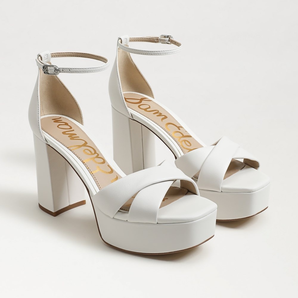 Sam Edelman White Platform Block Heel Sandals